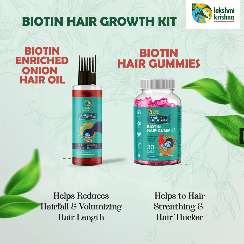 Combo of Biotin enriched onion hair oil Biotin gummies and Conditioning  shampoo  Lakshmi Krishna Naturals