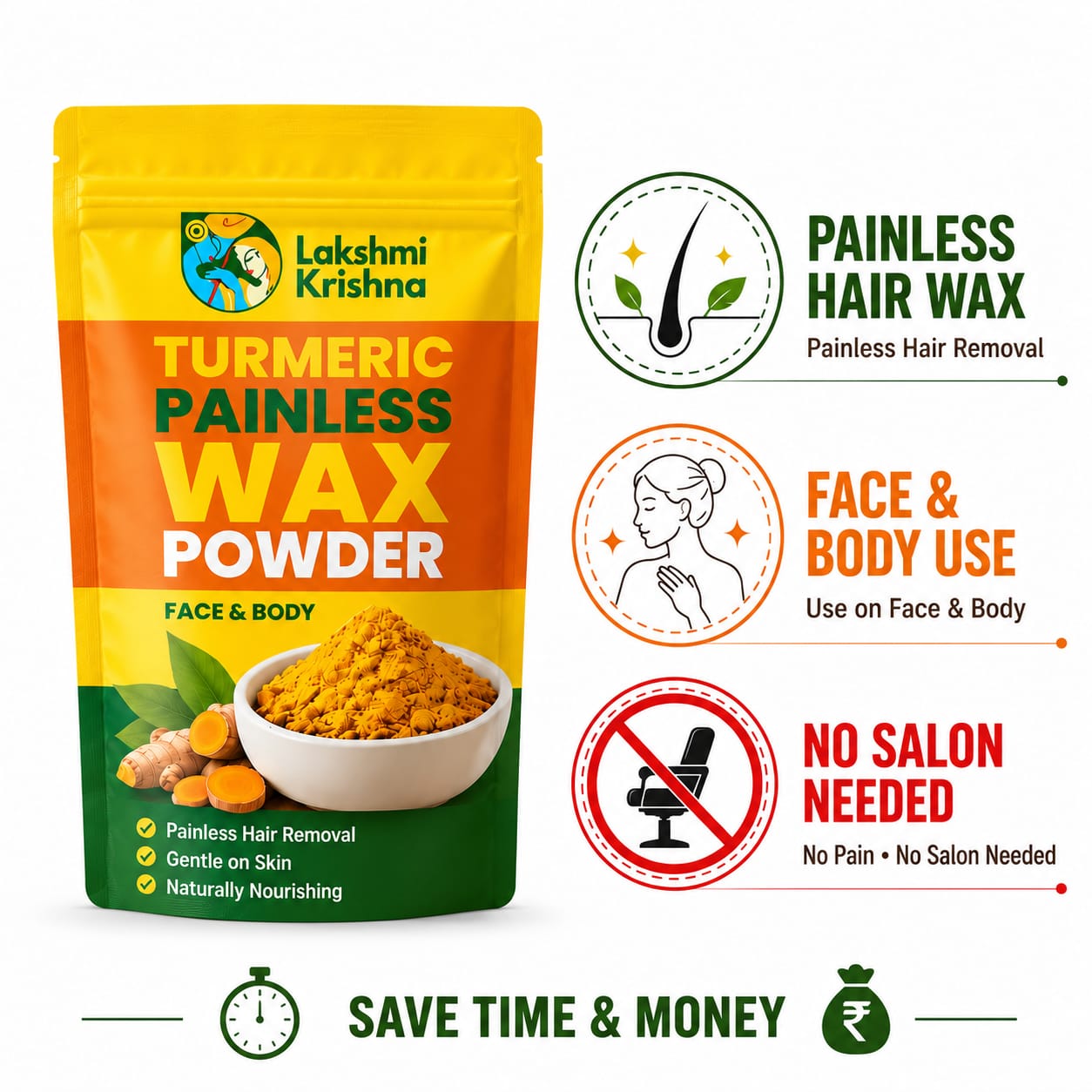 Turmeric Painless Wax Powder(Face & Body)
