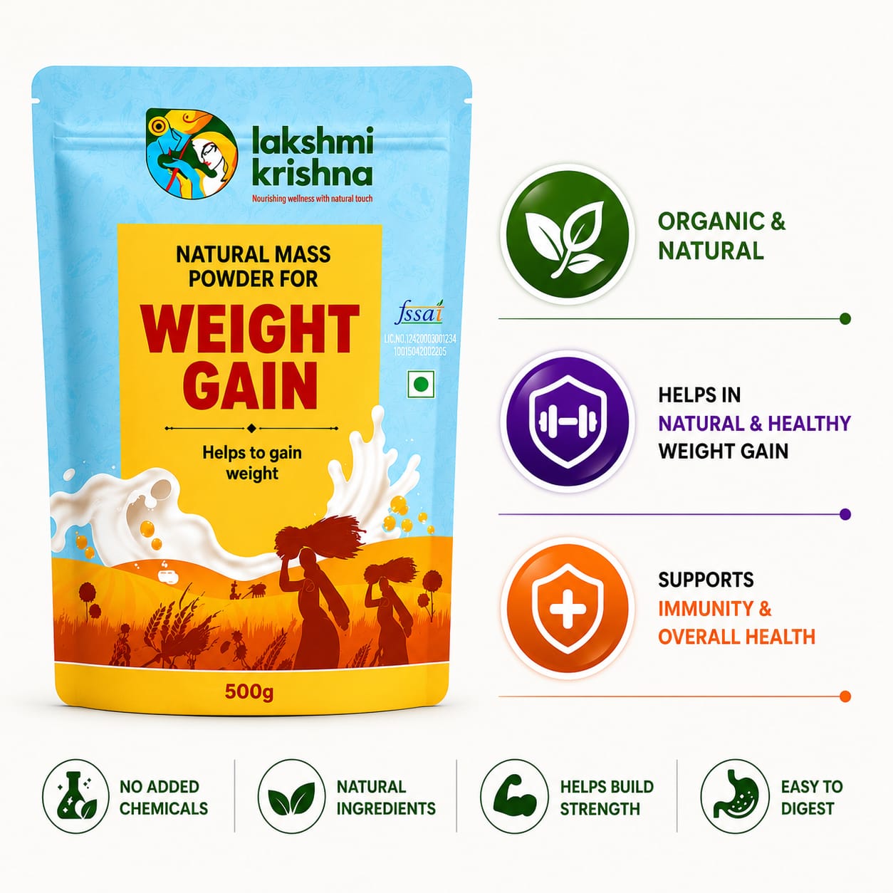 Natural Mass Powder for Weight Gain(500g)