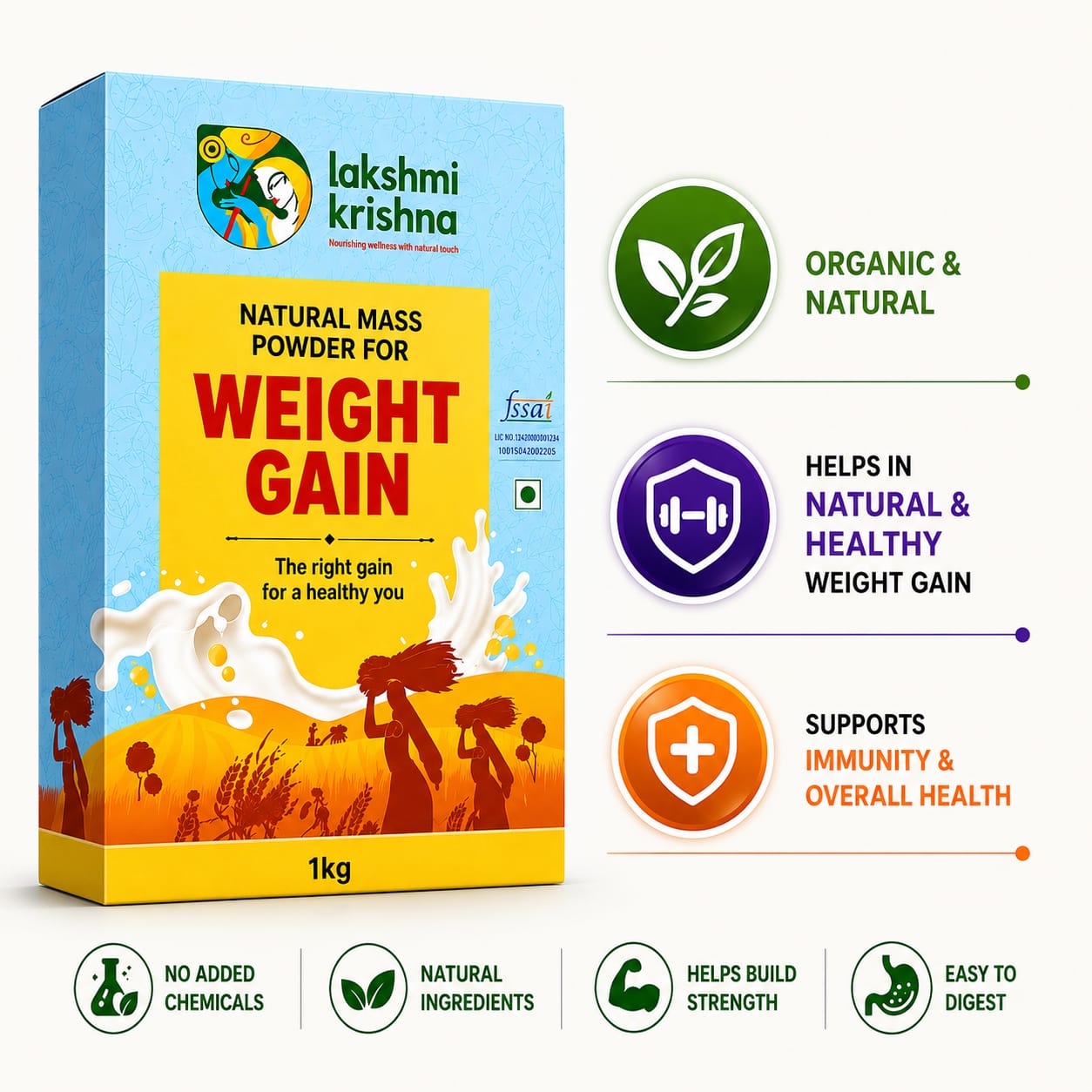 Natural Mass Powder for Weight Gain (1kg)