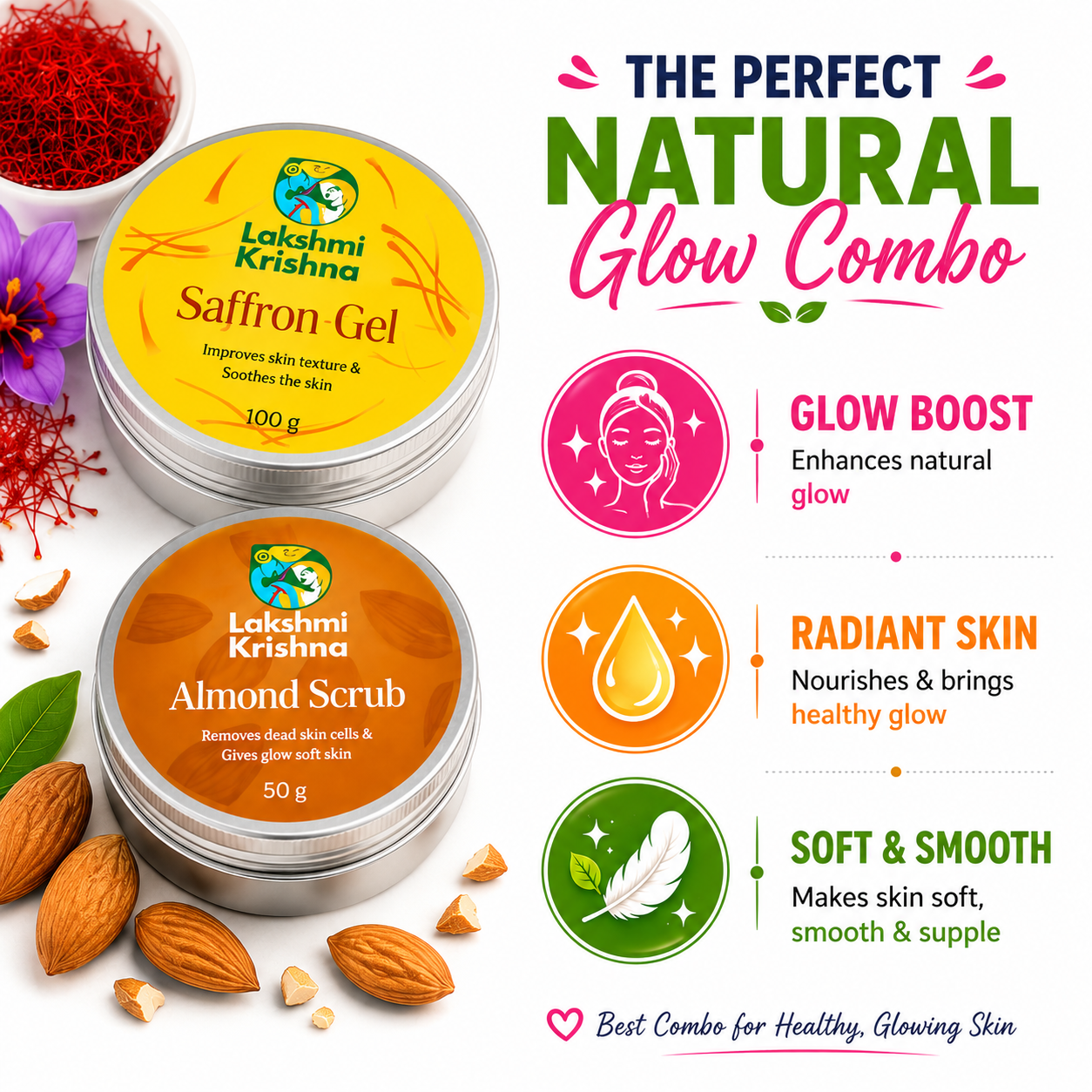 Combo of Saffron Gel & Almond Scrub