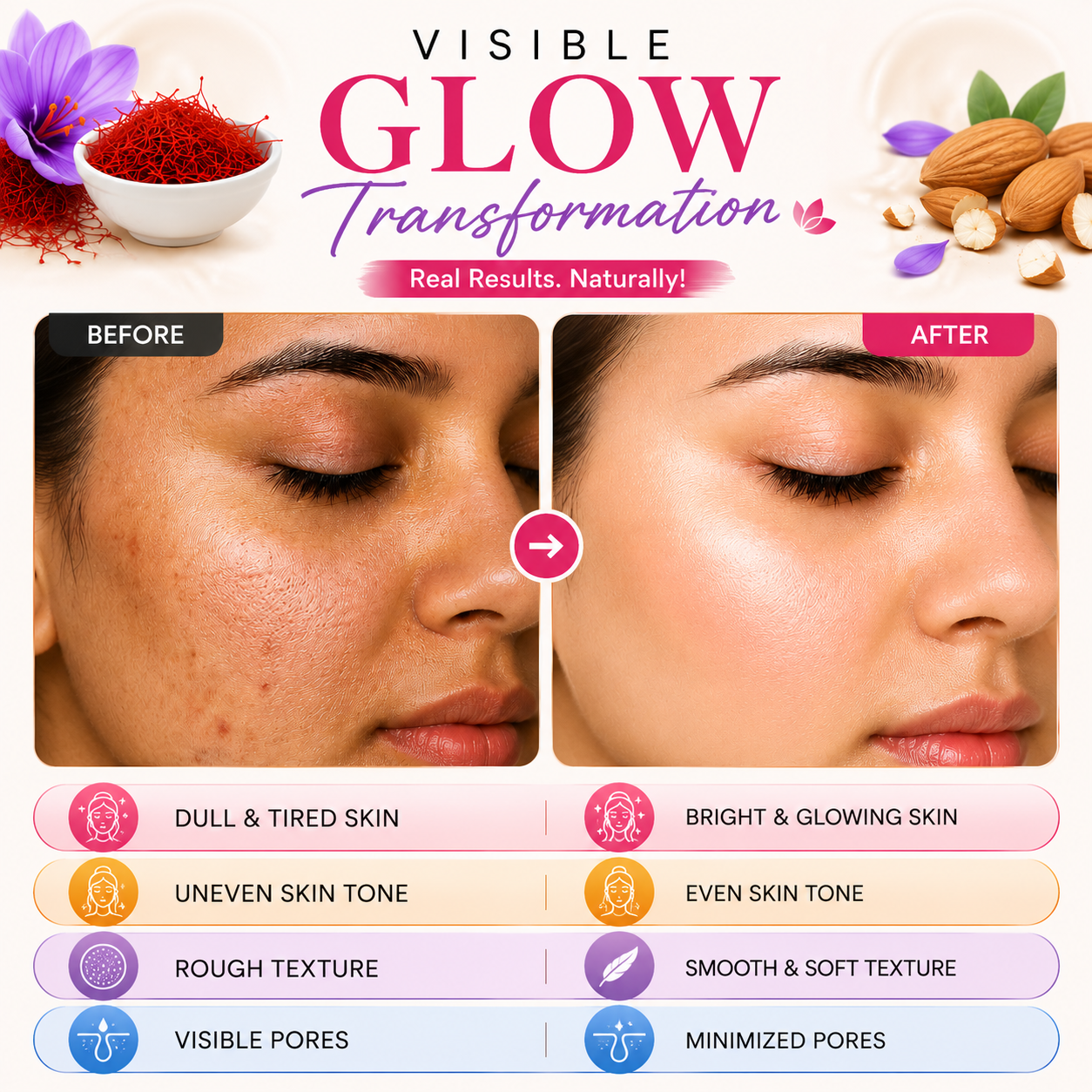 Combo of Saffron Gel & Almond Scrub