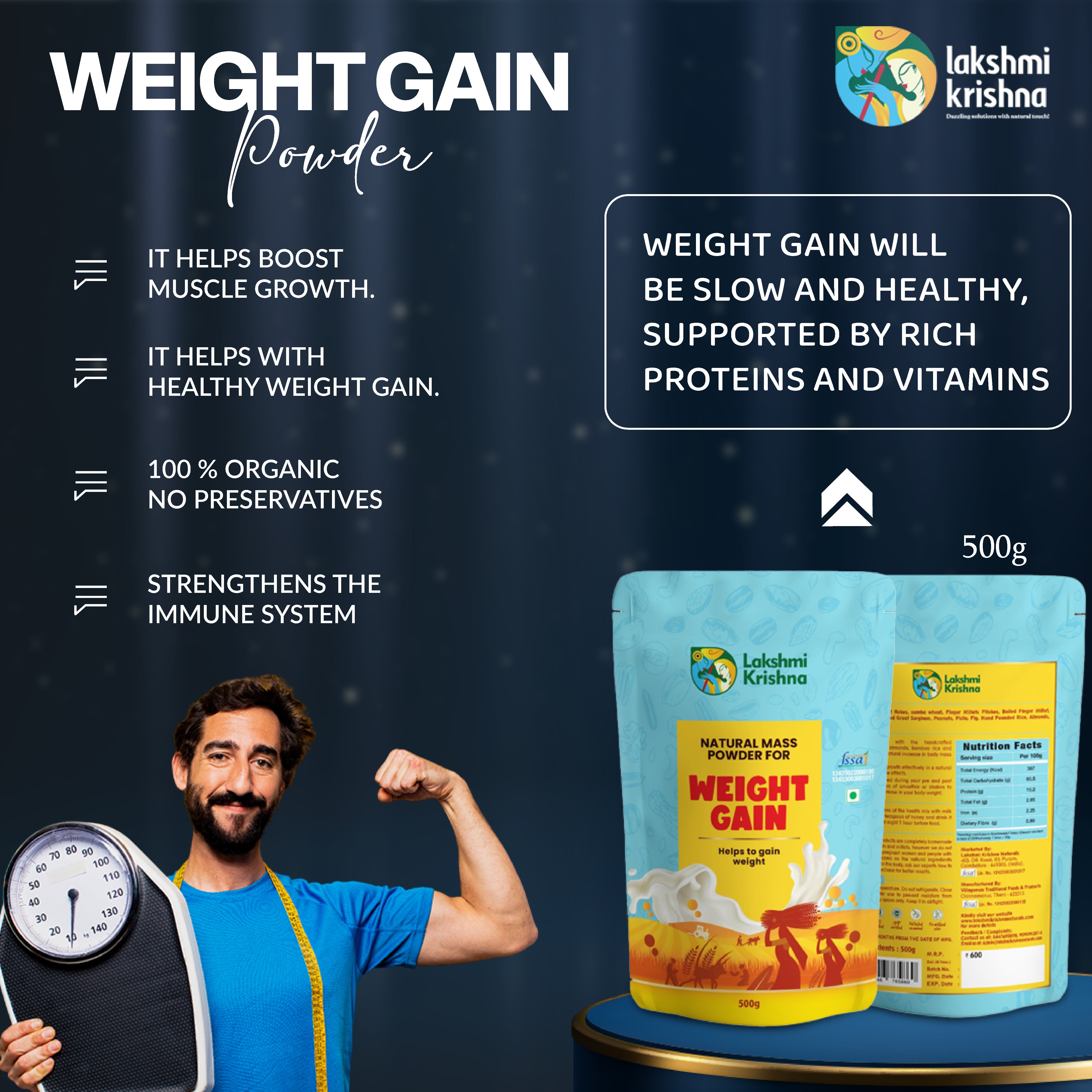 Natural Mass Powder for Weight Gain(500g)