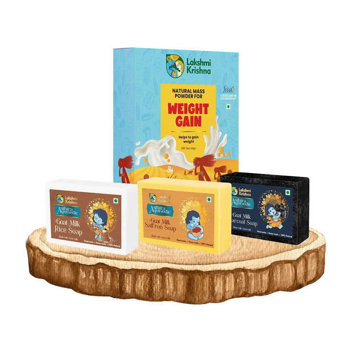 Natural Mass Powder for Weight Gain(1kg) + Combo of Goat Milk Soap